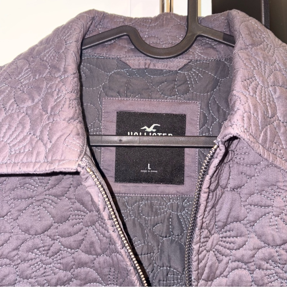 Hollister Quilted Floral Zip Up Collated Jacket - Men Large - Picture 2 of 6